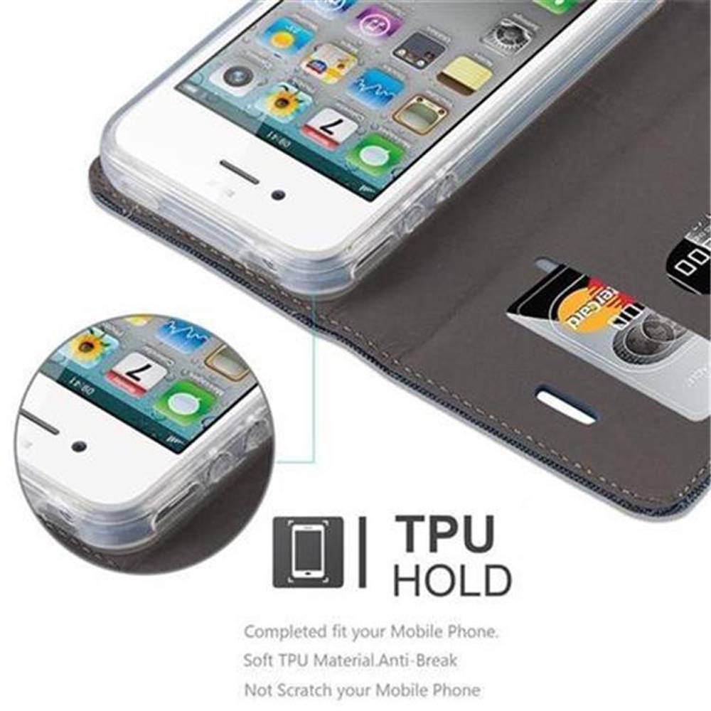 Cadorabo Hülle für Apple iPhone 4 / 4S Schutzhülle in Blau Handy Hülle Etui Book Case Cover