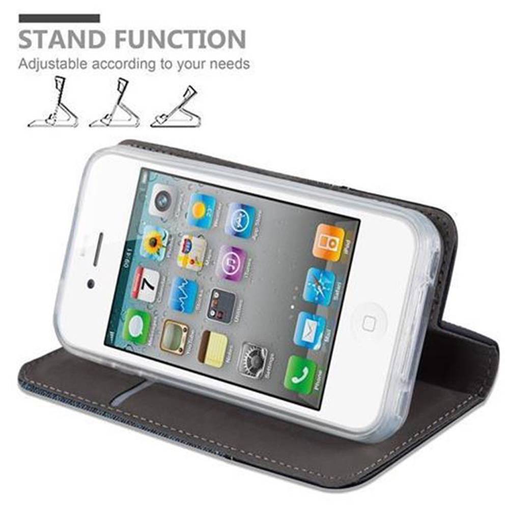 Cadorabo Hülle für Apple iPhone 4 / 4S Schutzhülle in Blau Handy Hülle Etui Book Case Cover