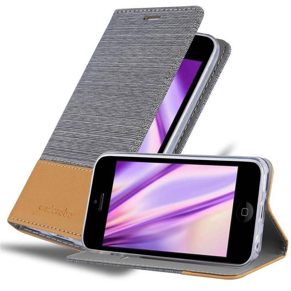 Cadorabo Hülle für Apple iPhone 5C Schutzhülle in Grau Handy Hülle Etui Book Case Cover