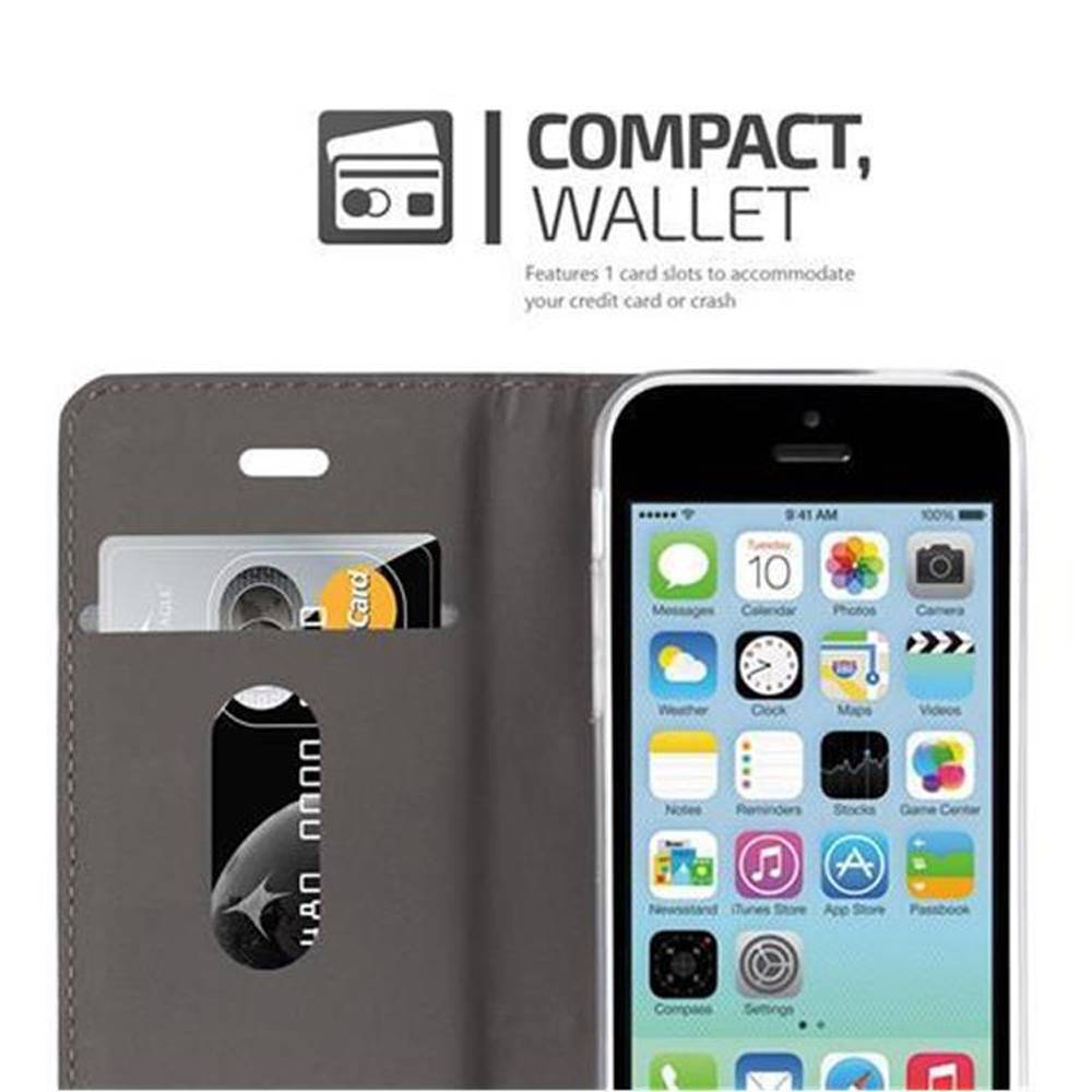 Cadorabo Hülle für Apple iPhone 5C Schutzhülle in Grau Handy Hülle Etui Book Case Cover