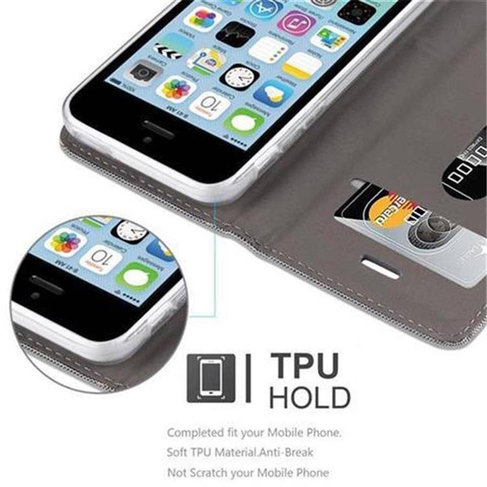 Cadorabo Hülle für Apple iPhone 5C Schutzhülle in Grau Handy Hülle Etui Book Case Cover