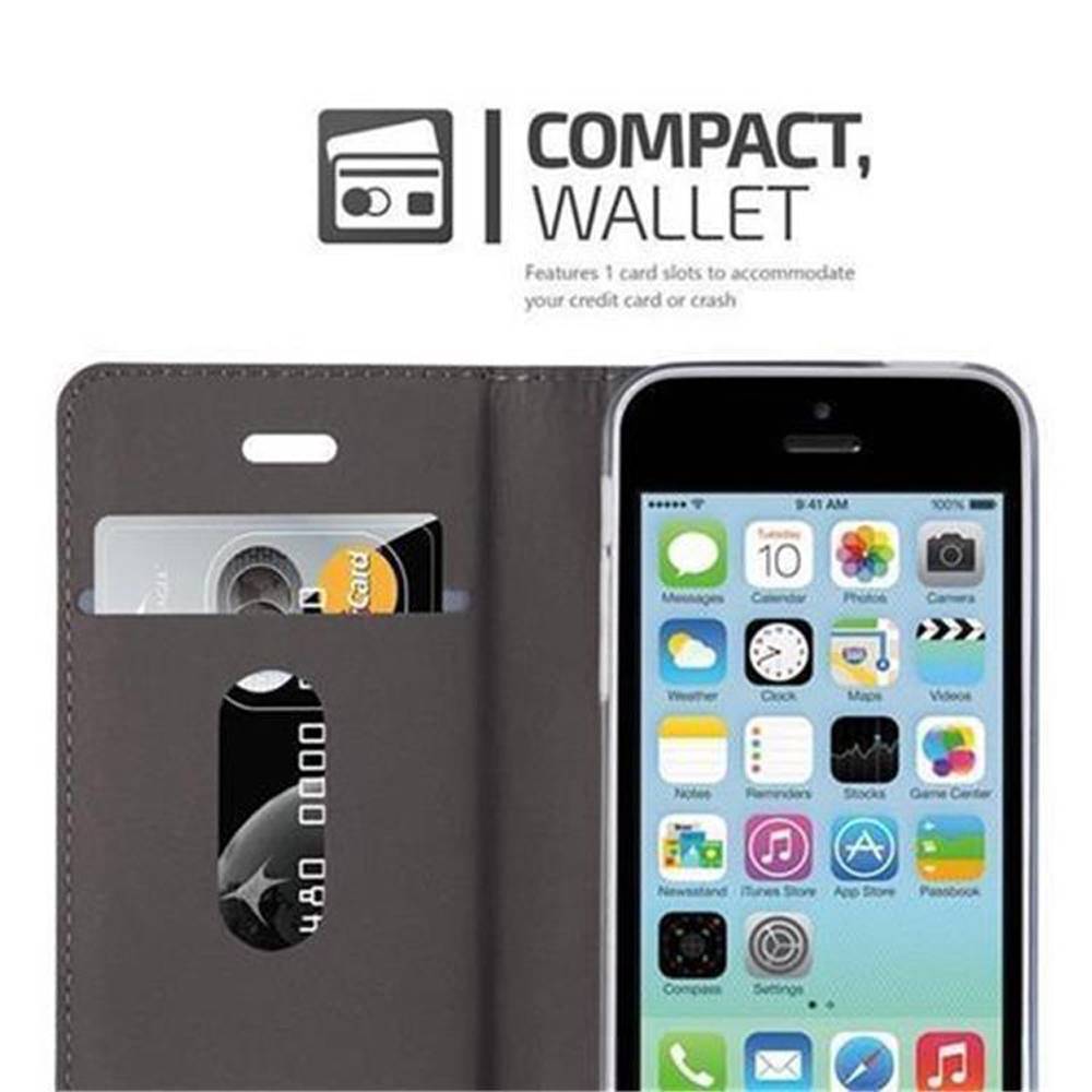 Cadorabo Hülle für Apple iPhone 5C Schutzhülle in Grau Handy Hülle Etui Book Case Cover