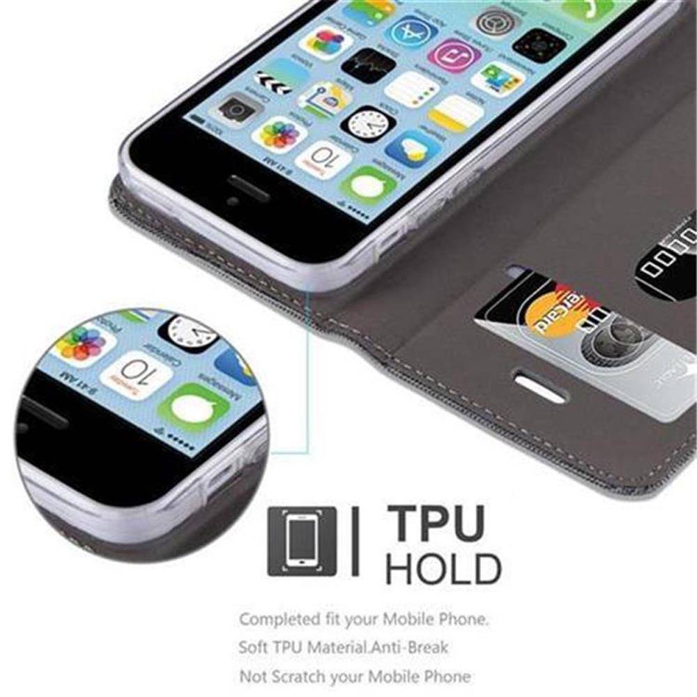 Cadorabo Hülle für Apple iPhone 5C Schutzhülle in Grau Handy Hülle Etui Book Case Cover