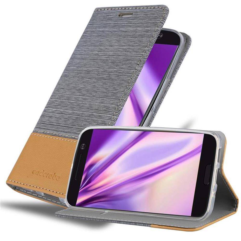 Cadorabo Hülle für HTC ONE M10 Schutzhülle in Grau Handy Hülle Etui Book Case Cover