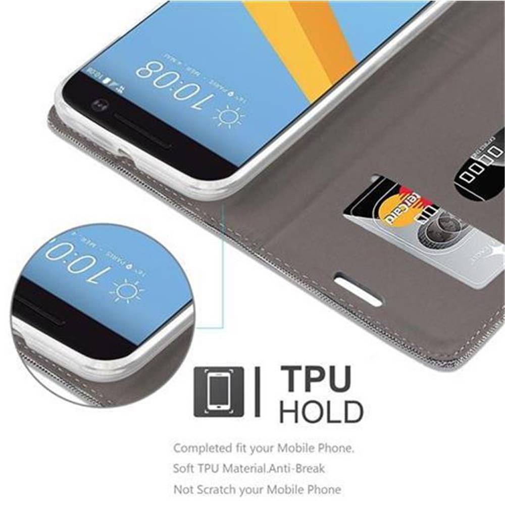 Cadorabo Hülle für HTC ONE M10 Schutzhülle in Grau Handy Hülle Etui Book Case Cover