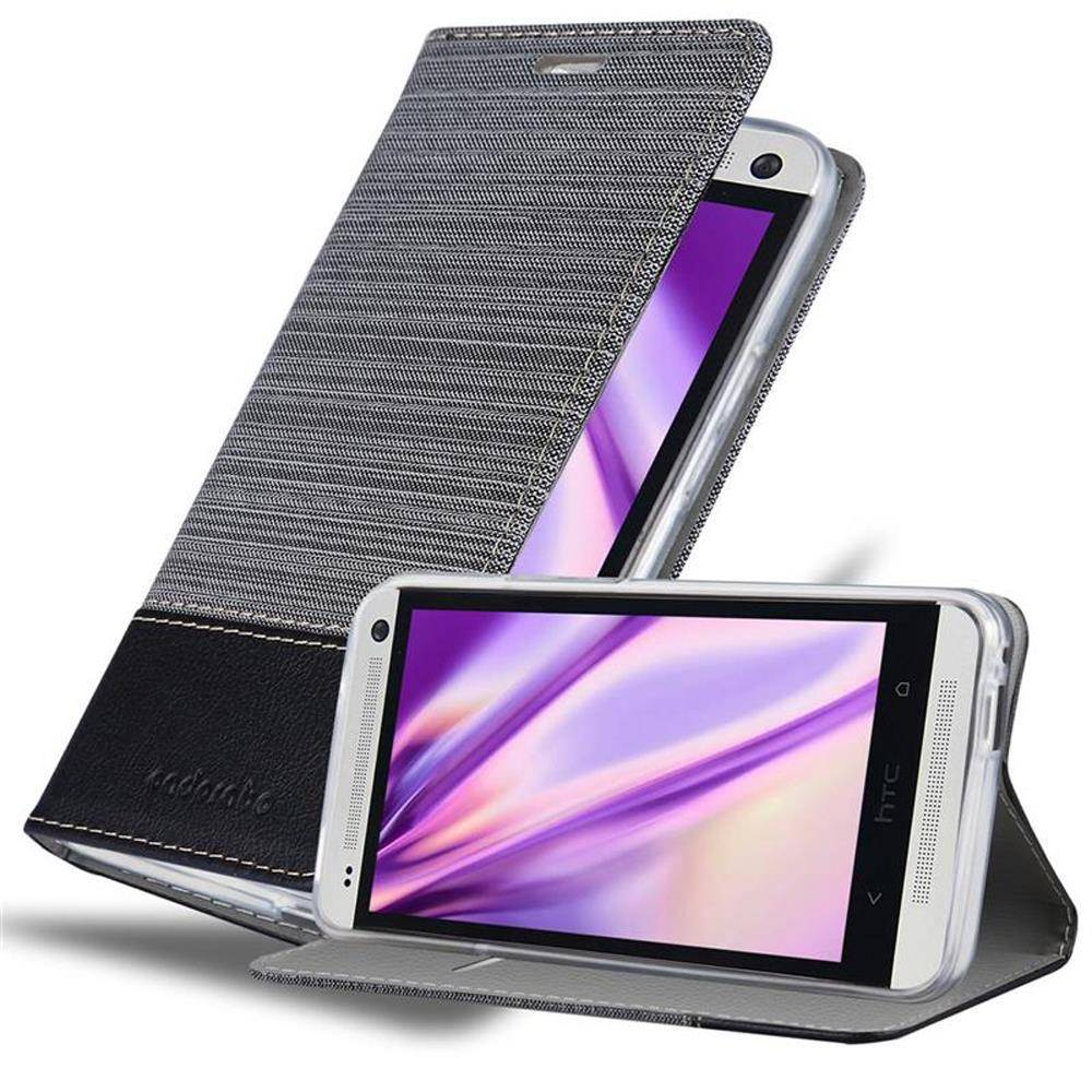 Cadorabo Hülle für HTC ONE M7 Schutzhülle in Grau Handy Hülle Etui Book Case Cover