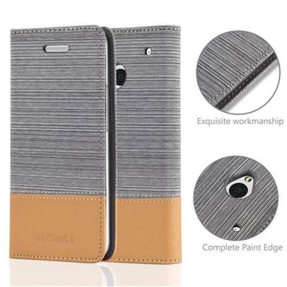 Cadorabo Hülle für HTC ONE M7 Schutzhülle in Grau Handy Hülle Etui Book Case Cover