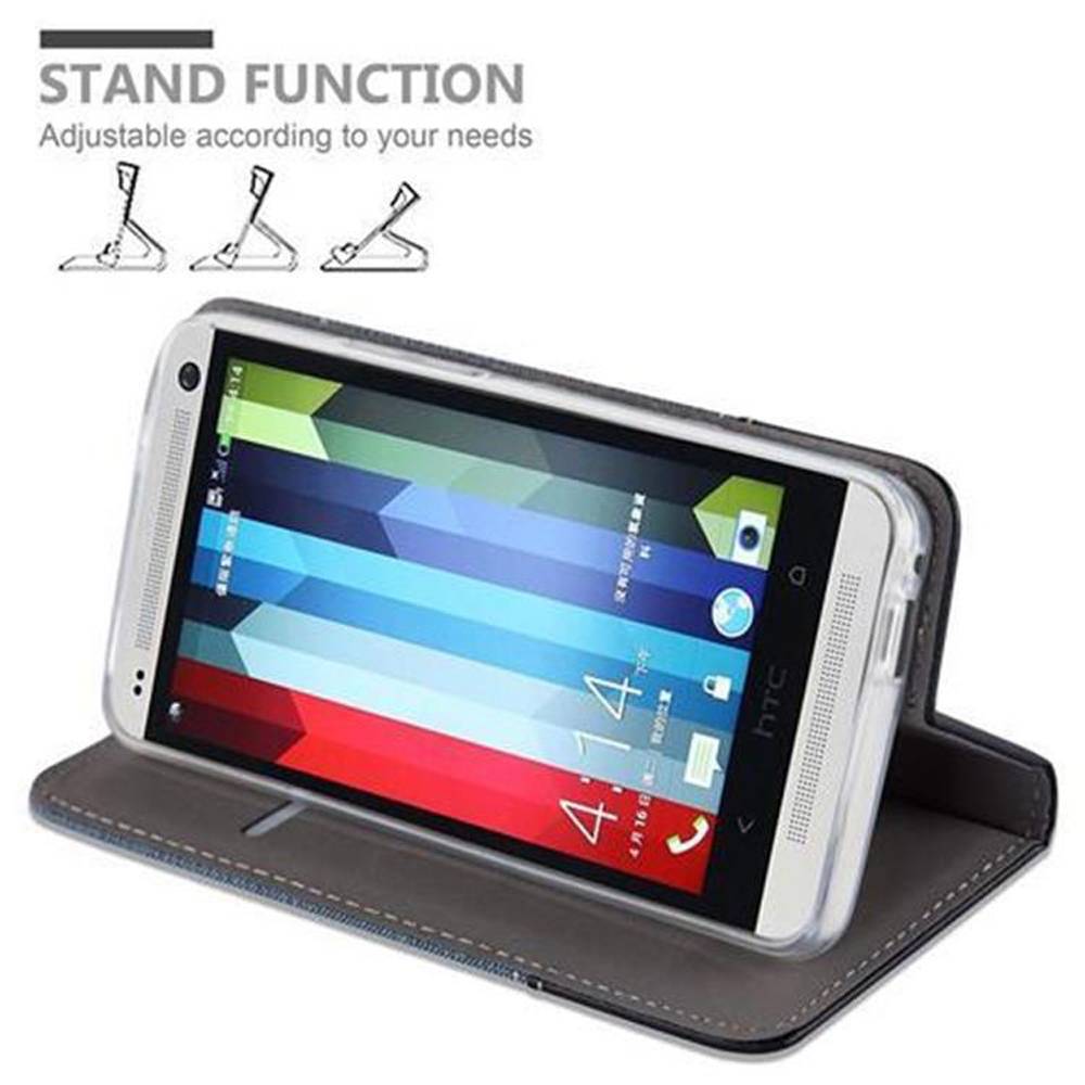 Cadorabo Hülle für HTC ONE M7 Schutzhülle in Blau Handy Hülle Etui Book Case Cover