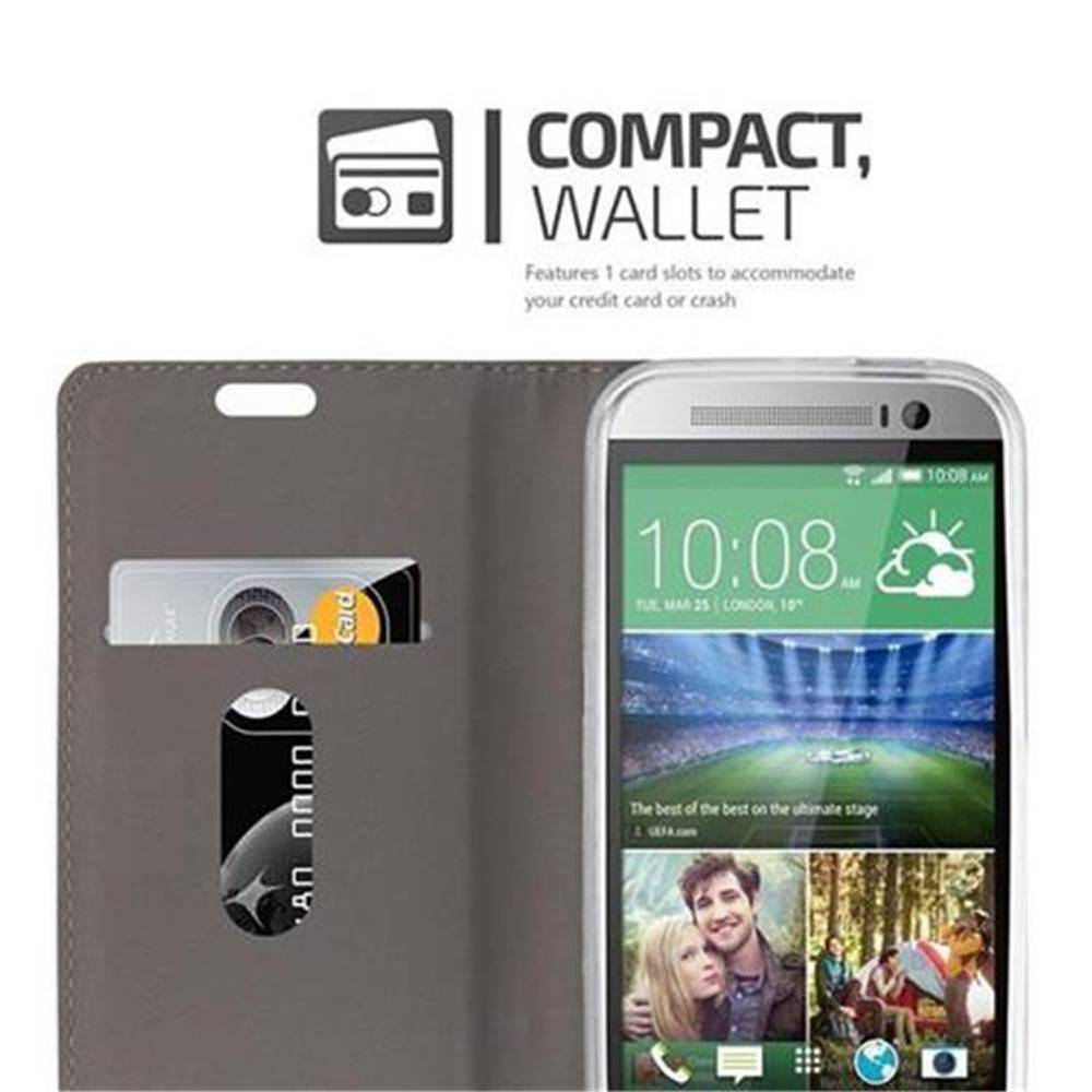 Cadorabo Hülle für HTC ONE M8 Schutzhülle in Grau Handy Hülle Etui Book Case Cover
