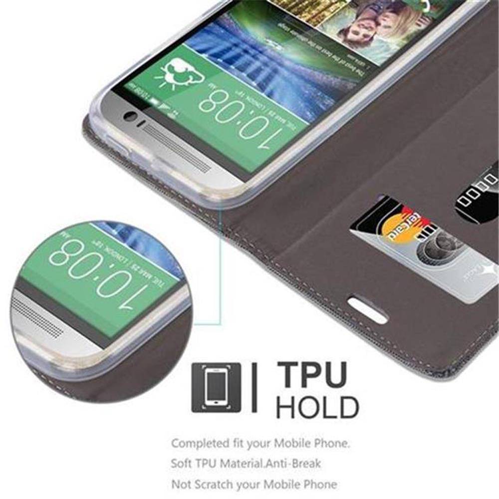 Cadorabo Hülle für HTC ONE M8 Schutzhülle in Grau Handy Hülle Etui Book Case Cover