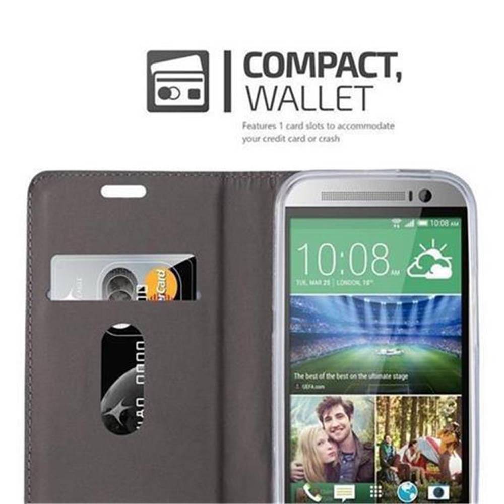Cadorabo Hülle für HTC ONE M8 Schutzhülle in Grau Handy Hülle Etui Book Case Cover