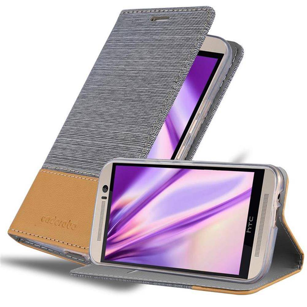Cadorabo Hülle für HTC ONE M9 Schutzhülle in Grau Handy Hülle Etui Book Case Cover