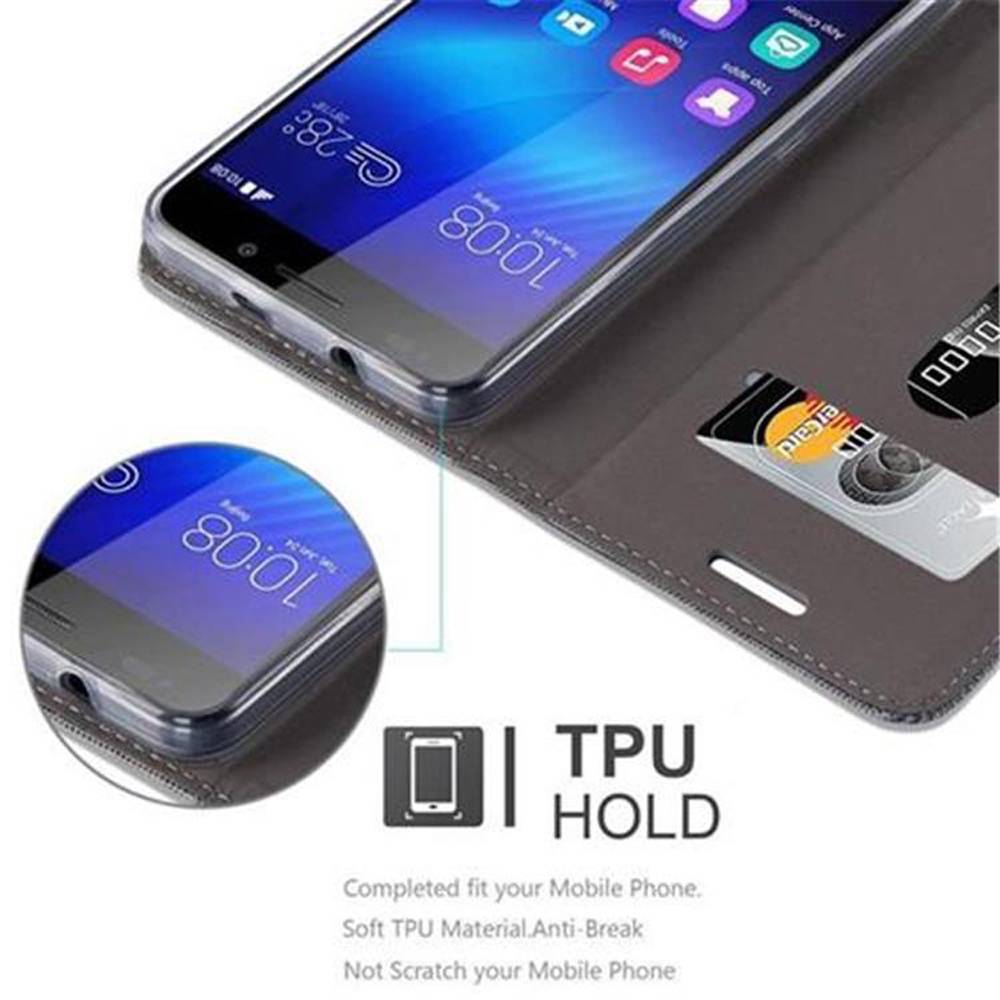 Cadorabo Hülle für Honor 6 Schutzhülle in Grau Handy Hülle Etui Book Case Cover