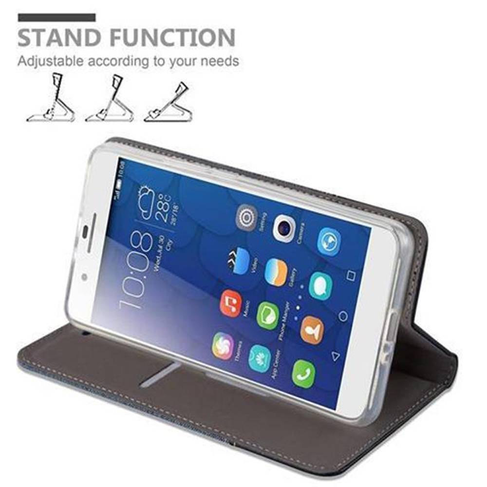 Cadorabo Hülle für Honor 6 PLUS Schutzhülle in Blau Handy Hülle Etui Book Case Cover