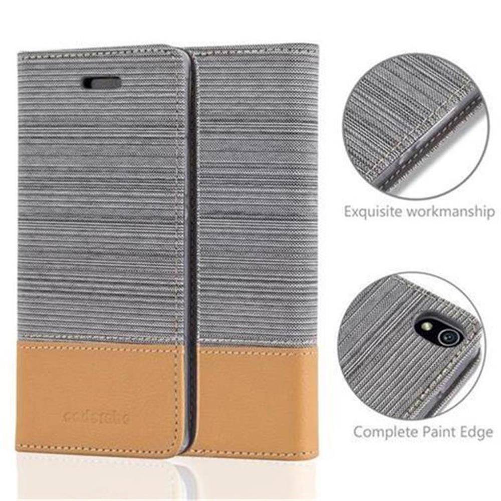 Cadorabo Hülle für Huawei ASCEND P7 Schutzhülle in Grau Handy Hülle Etui Book Case Cover