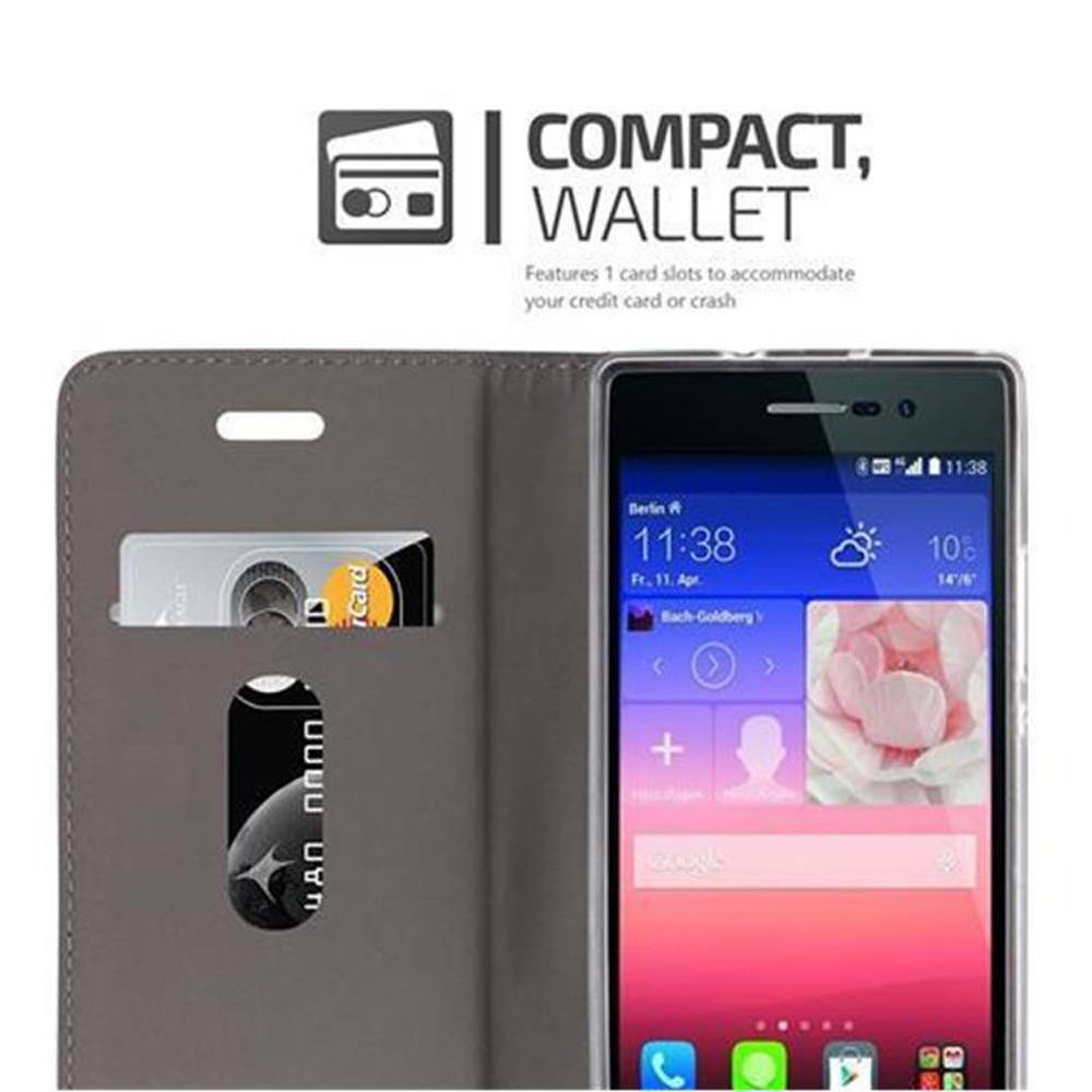 Cadorabo Hülle für Huawei ASCEND P7 Schutzhülle in Grau Handy Hülle Etui Book Case Cover