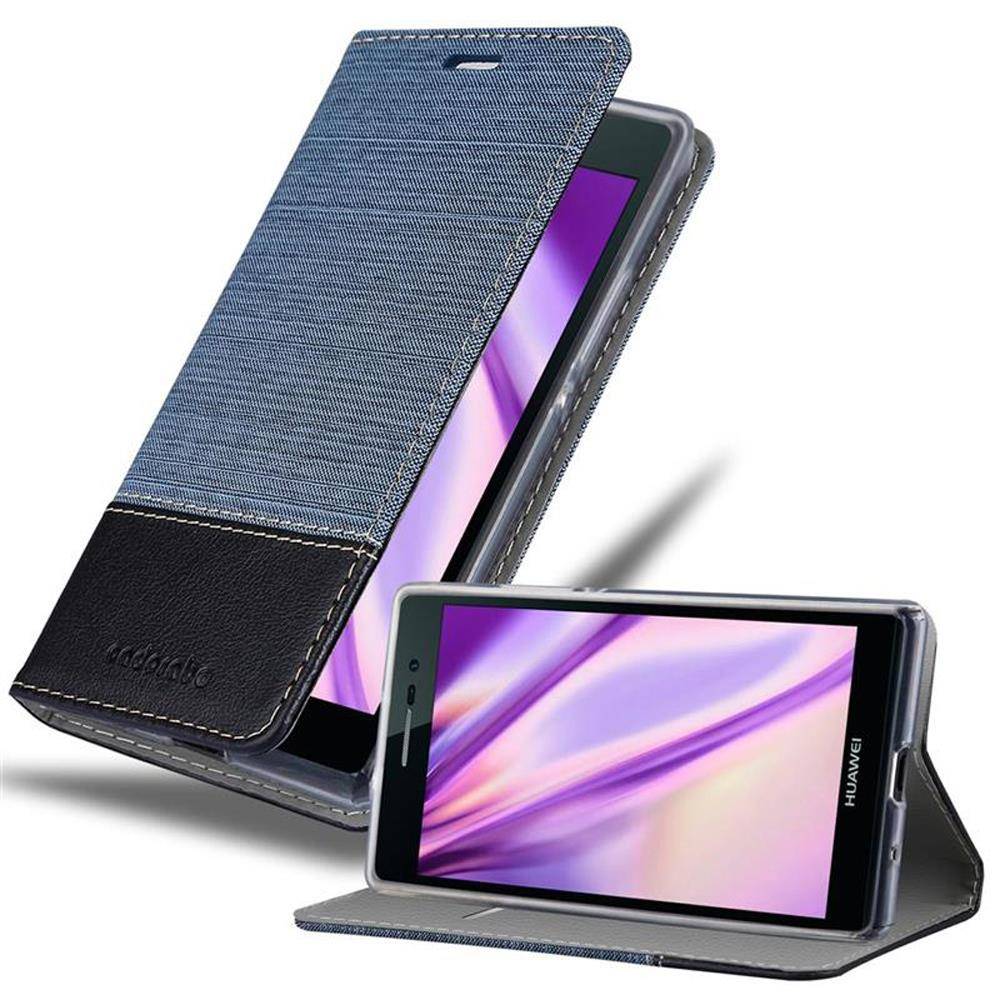 Cadorabo Hülle für Huawei ASCEND P7 Schutzhülle in Blau Handy Hülle Etui Book Case Cover
