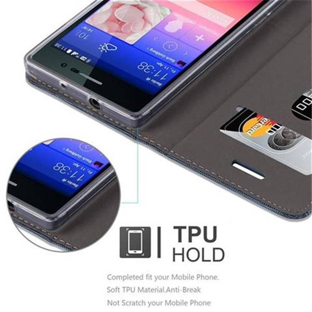 Cadorabo Hülle für Huawei ASCEND P7 Schutzhülle in Blau Handy Hülle Etui Book Case Cover