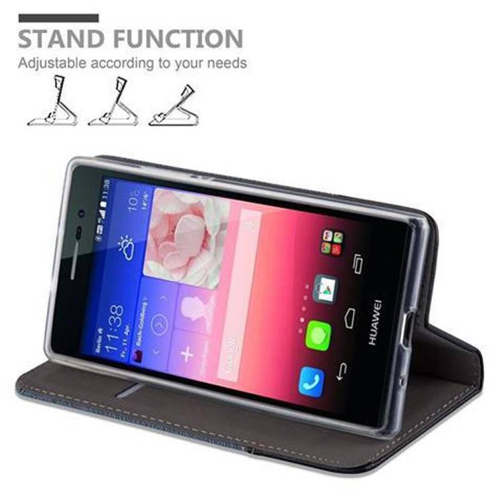 Cadorabo Hülle für Huawei ASCEND P7 Schutzhülle in Blau Handy Hülle Etui Book Case Cover