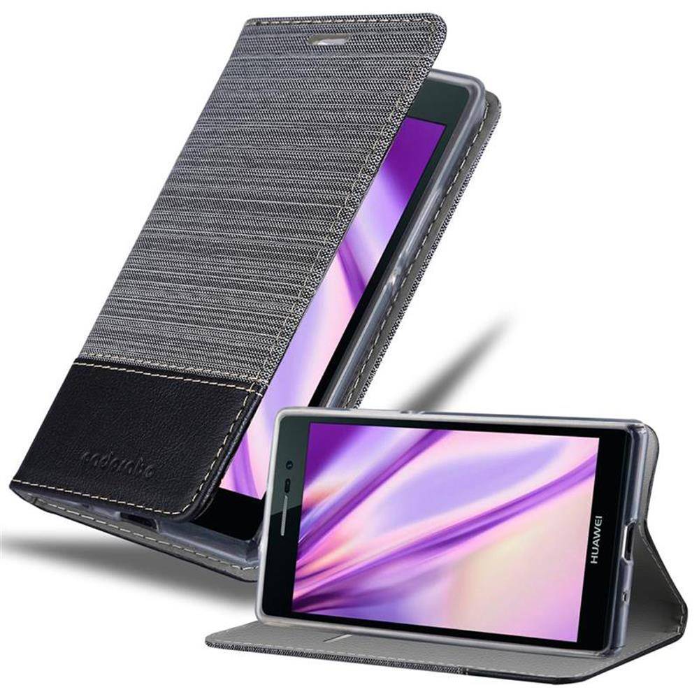 Cadorabo Hülle für Huawei ASCEND P7 Schutzhülle in Grau Handy Hülle Etui Book Case Cover