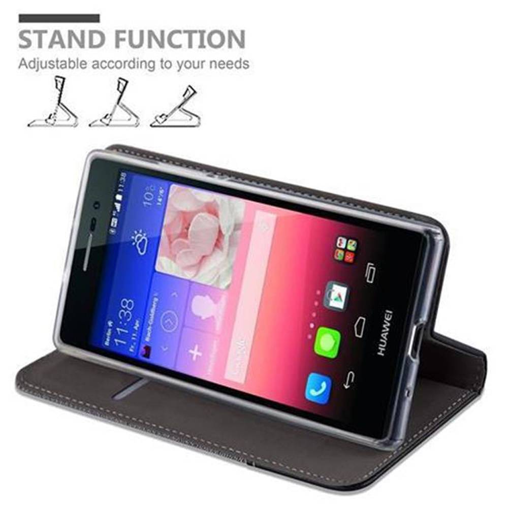 Cadorabo Hülle für Huawei ASCEND P7 Schutzhülle in Grau Handy Hülle Etui Book Case Cover