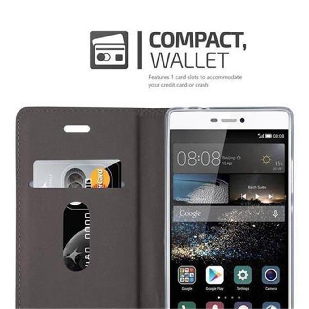 Cadorabo Hülle für Huawei P8 Schutzhülle in Grau Handy Hülle Etui Book Case Cover