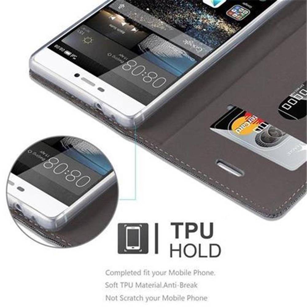 Cadorabo Hülle für Huawei P8 Schutzhülle in Grau Handy Hülle Etui Book Case Cover