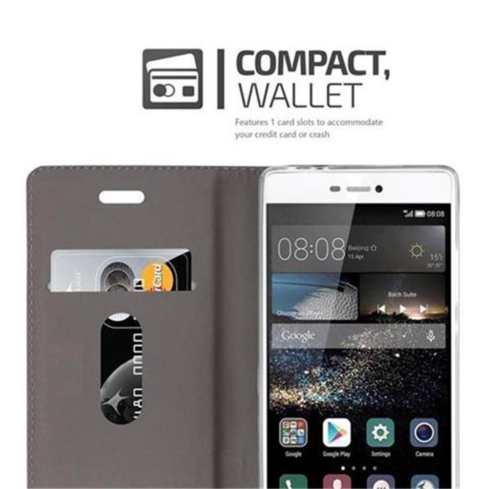 Cadorabo Hülle für Huawei P8 Schutzhülle in Grau Handy Hülle Etui Book Case Cover
