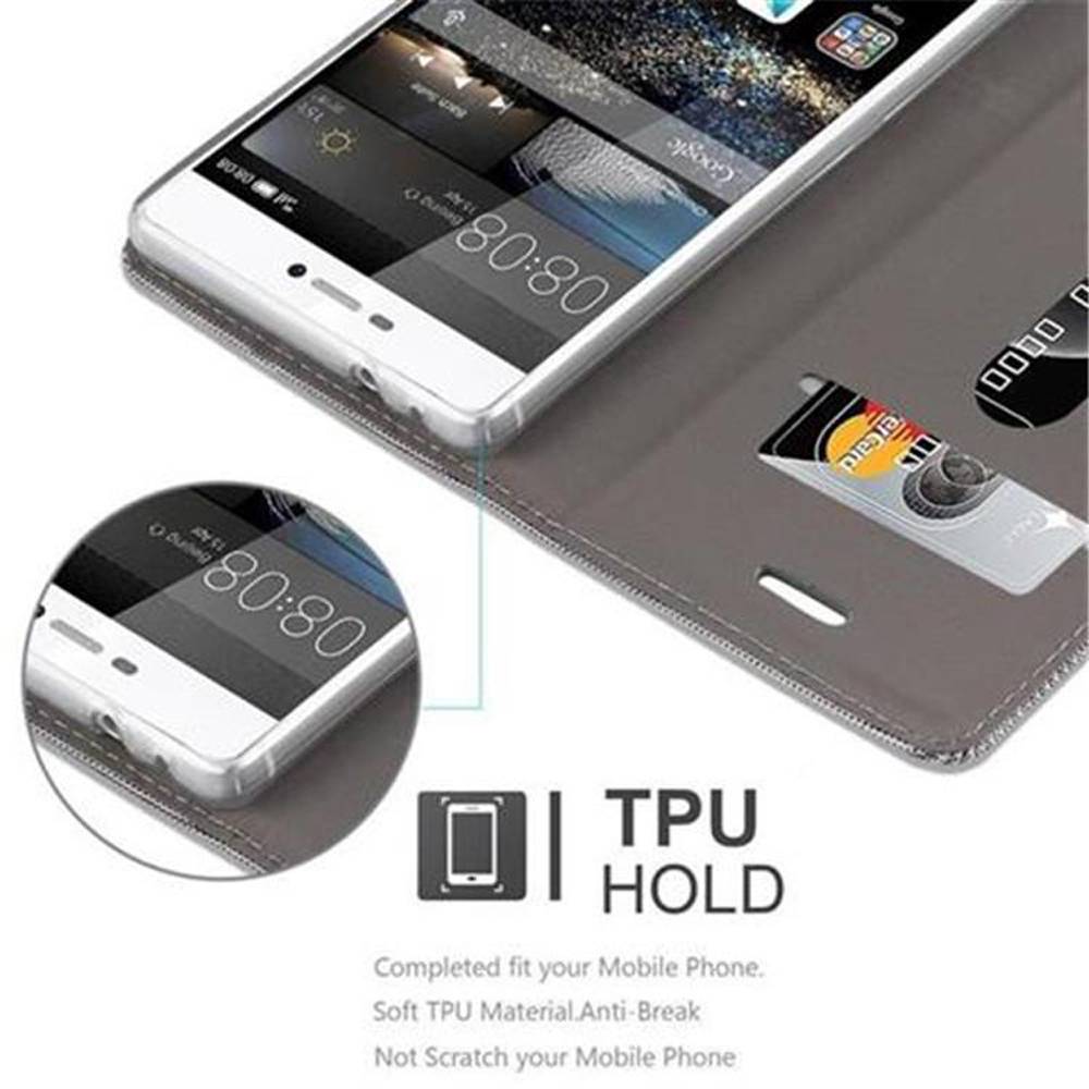 Cadorabo Hülle für Huawei P8 Schutzhülle in Grau Handy Hülle Etui Book Case Cover