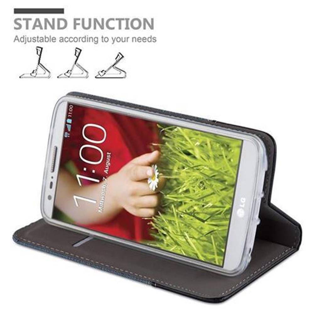 Cadorabo Hülle für LG G2 Schutzhülle in Blau Handy Hülle Etui Book Case Cover