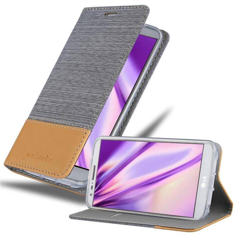 Cadorabo Hülle für LG G2 Schutzhülle in Grau Handy Hülle Etui Book Case Cover