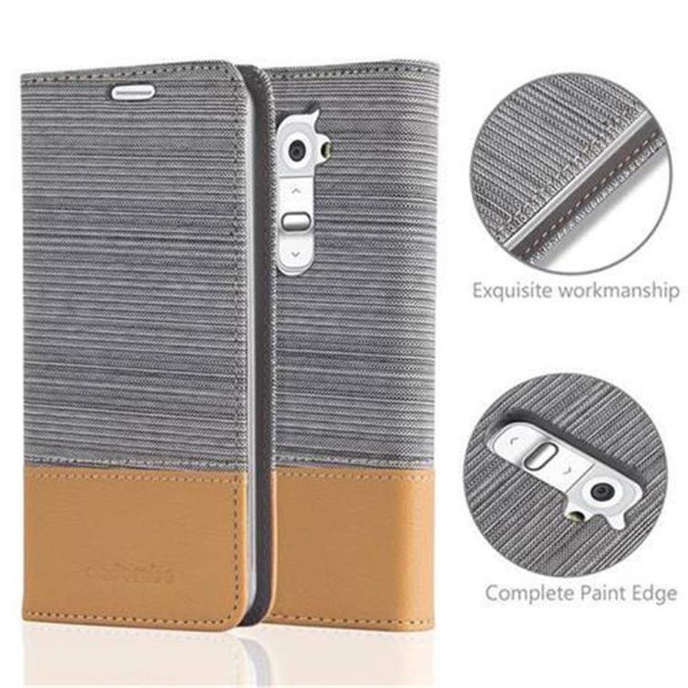 Cadorabo Hülle für LG G2 Schutzhülle in Grau Handy Hülle Etui Book Case Cover