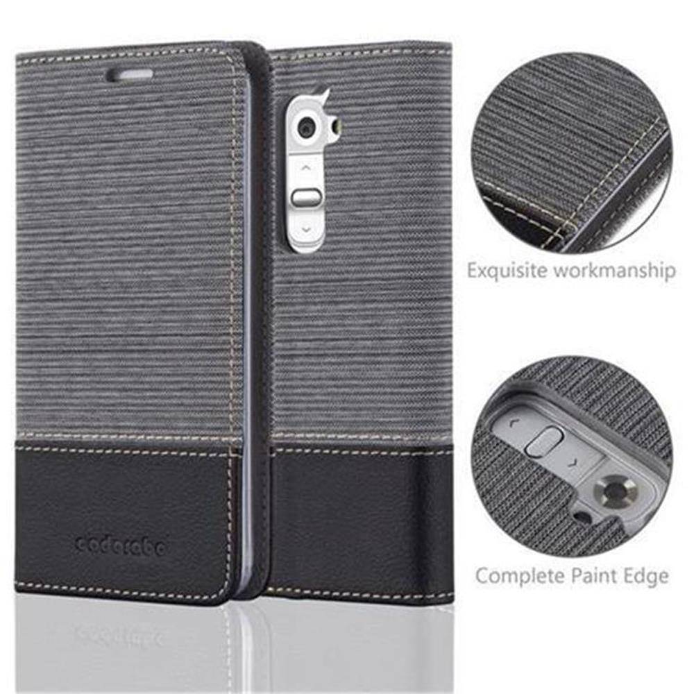 Cadorabo Hülle für LG G2 Schutzhülle in Grau Handy Hülle Etui Book Case Cover