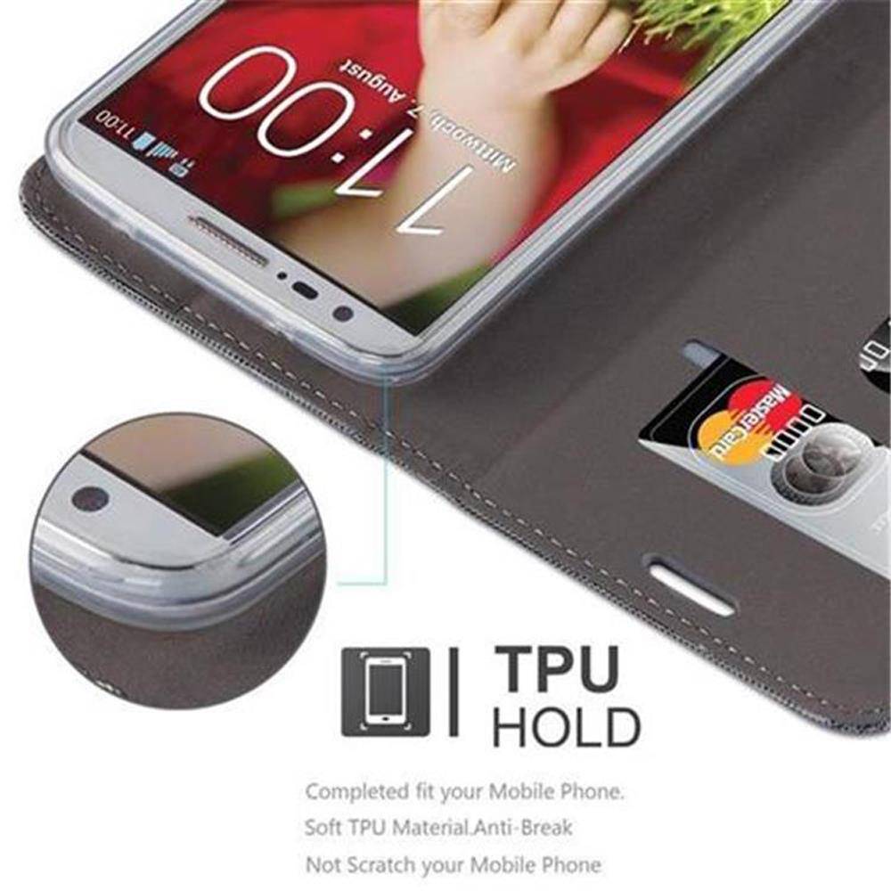 Cadorabo Hülle für LG G2 Schutzhülle in Grau Handy Hülle Etui Book Case Cover