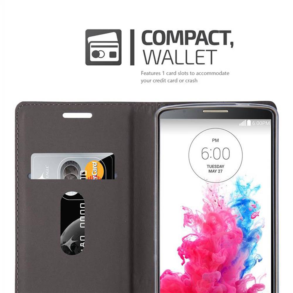 Cadorabo Hülle für LG G3 Schutzhülle in Grau Handy Hülle Etui Book Case Cover