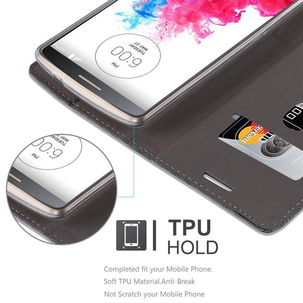 Cadorabo Hülle für LG G3 Schutzhülle in Grau Handy Hülle Etui Book Case Cover