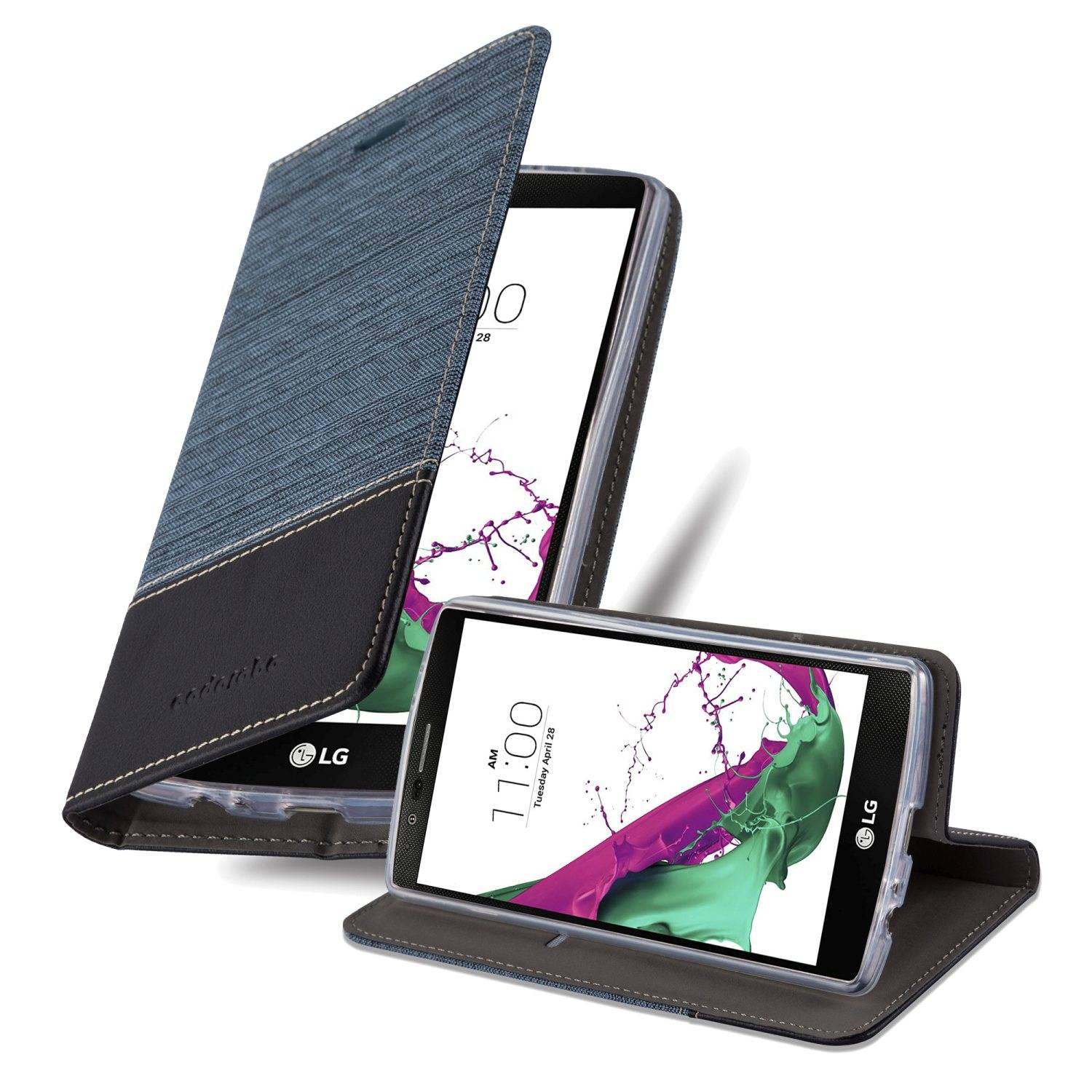 Cadorabo Hülle für LG G4 / G4 PLUS Schutzhülle in Blau Schwarz Handy Hülle Etui Book Case Cover