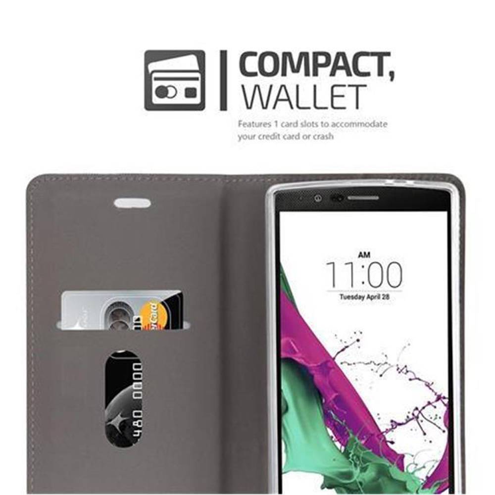 Cadorabo Hülle für LG G4 / G4 PLUS Schutzhülle in Grau Handy Hülle Etui Book Case Cover
