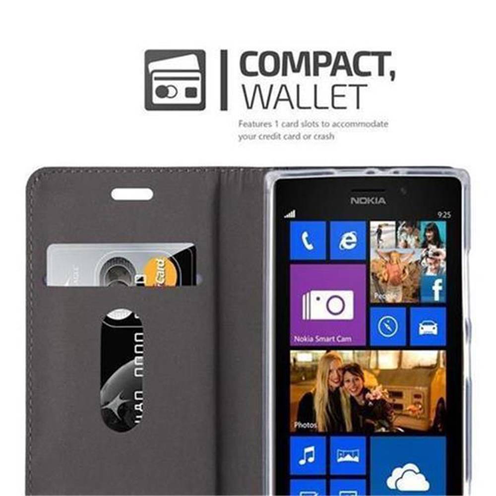 Cadorabo Hülle für Nokia Lumia 925 Schutzhülle in Grau Handy Hülle Etui Book Case Cover