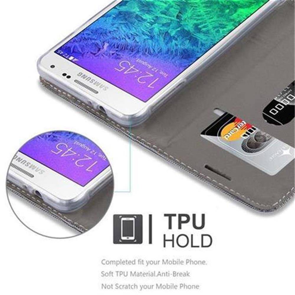 Cadorabo Hülle für Samsung Galaxy ALPHA Schutzhülle in Grau Handy Hülle Etui Book Case Cover