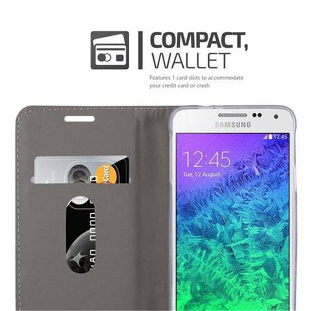 Cadorabo Hülle für Samsung Galaxy ALPHA Schutzhülle in Grau Handy Hülle Etui Book Case Cover