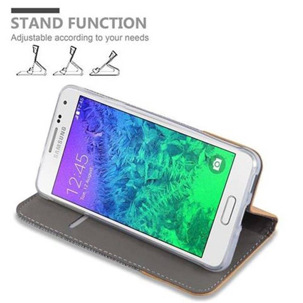 Cadorabo Hülle für Samsung Galaxy ALPHA Schutzhülle in Grau Handy Hülle Etui Book Case Cover