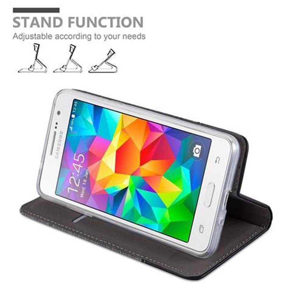 Cadorabo Hülle für Samsung Galaxy GRAND PRIME Schutzhülle in Grau Handy Hülle Etui Book Case Cover
