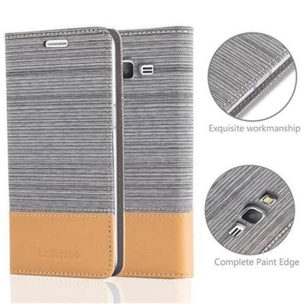 Cadorabo Hülle für Samsung Galaxy GRAND PRIME Schutzhülle in Grau Handy Hülle Etui Book Case Cover