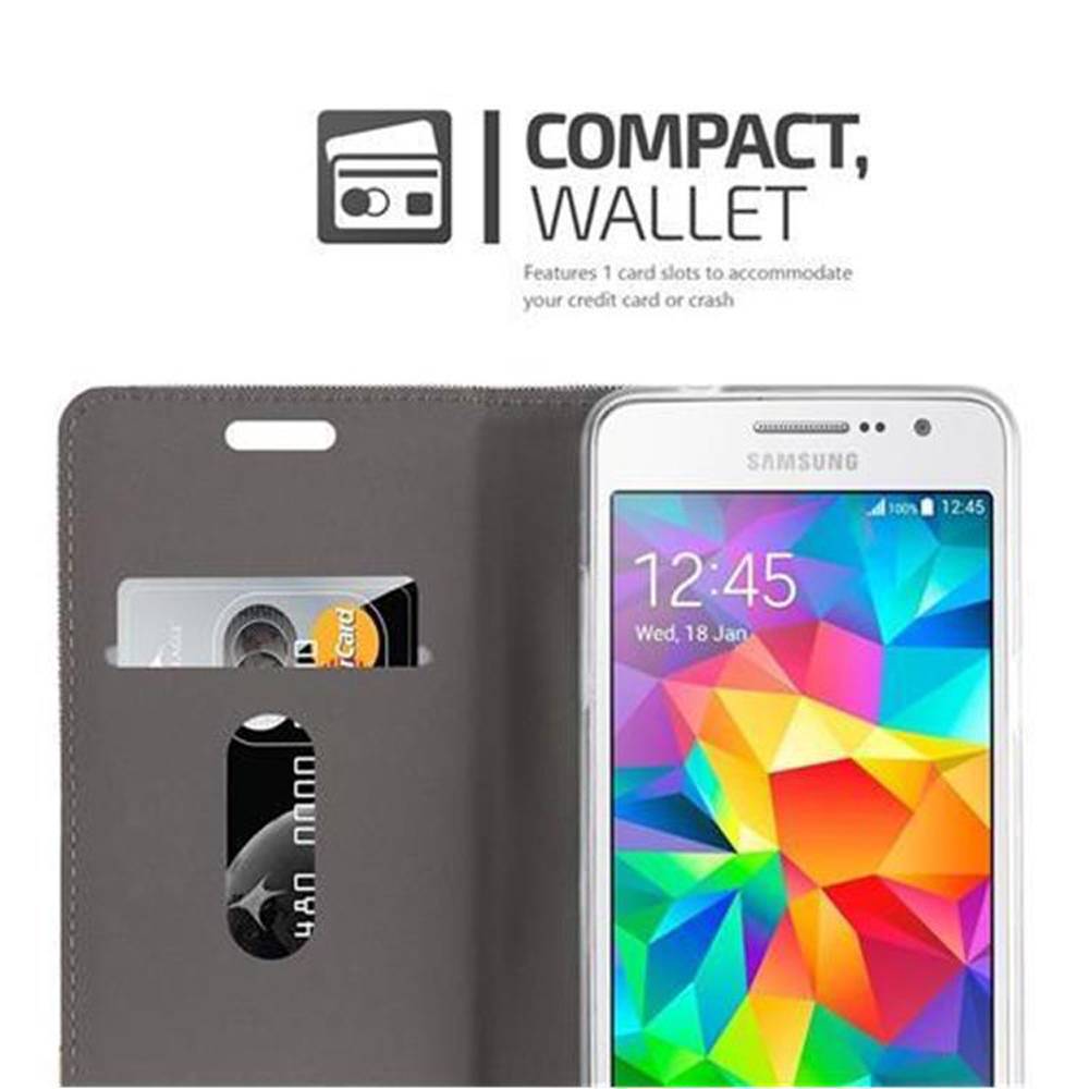 Cadorabo Hülle für Samsung Galaxy GRAND PRIME Schutzhülle in Grau Handy Hülle Etui Book Case Cover