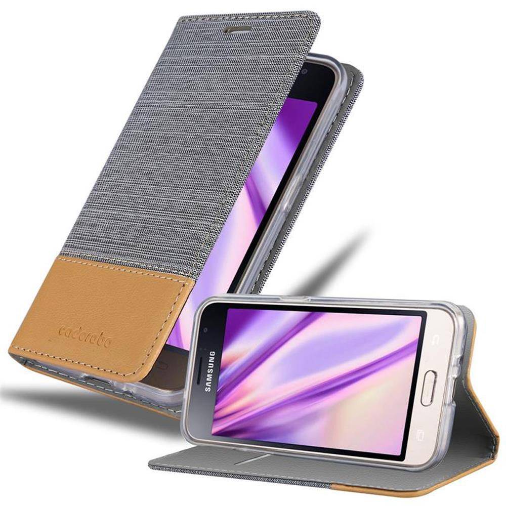 Cadorabo Hülle für Samsung Galaxy J1 2016 Schutzhülle in Grau Handy Hülle Etui Book Case Cover