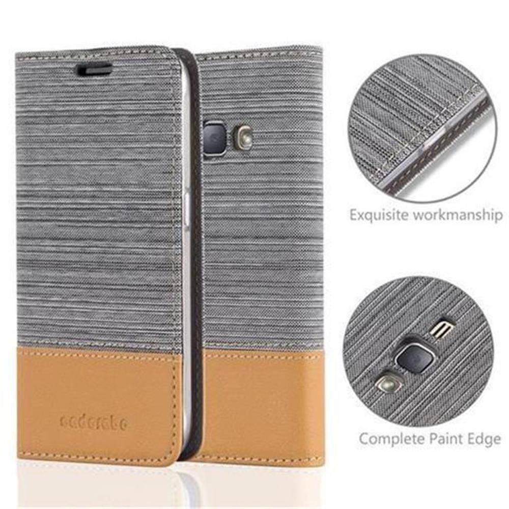Cadorabo Hülle für Samsung Galaxy J1 2016 Schutzhülle in Grau Handy Hülle Etui Book Case Cover
