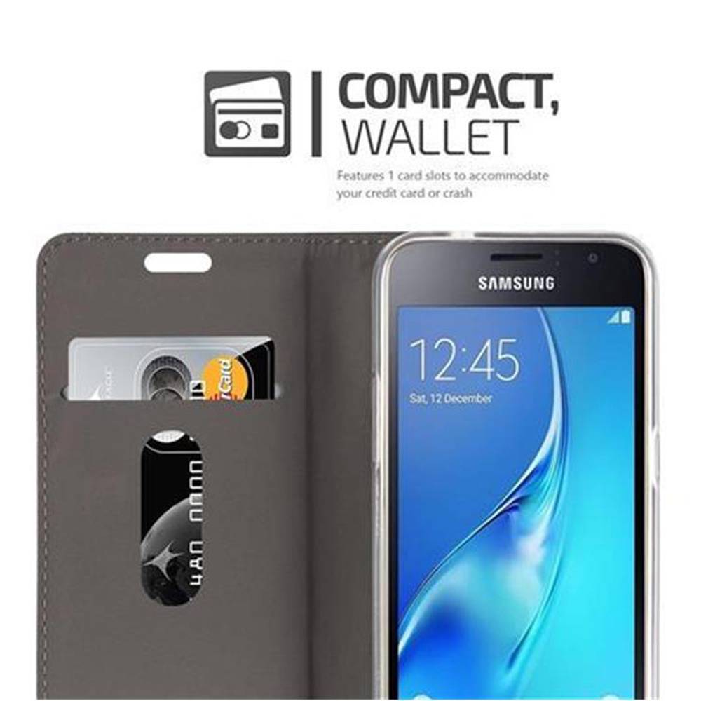 Cadorabo Hülle für Samsung Galaxy J1 2016 Schutzhülle in Grau Handy Hülle Etui Book Case Cover