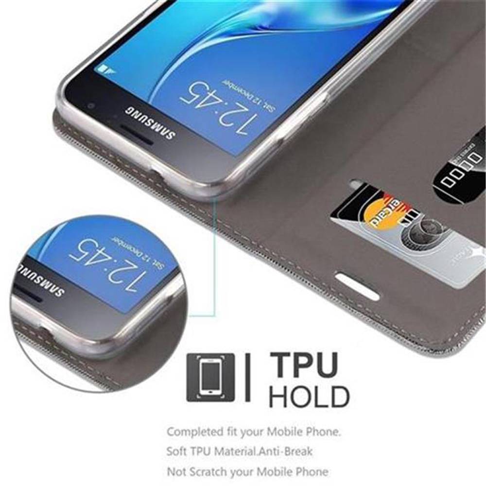 Cadorabo Hülle für Samsung Galaxy J1 2016 Schutzhülle in Grau Handy Hülle Etui Book Case Cover