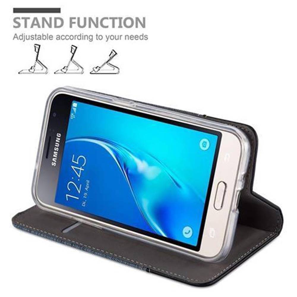 Cadorabo Hülle für Samsung Galaxy J1 2016 Schutzhülle in Blau Handy Hülle Etui Book Case Cover